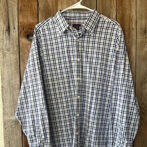 UNTUCKit X-Large Relaxed Fit Long Sleeve Men's Dress Shirt Plaid Blue Gray